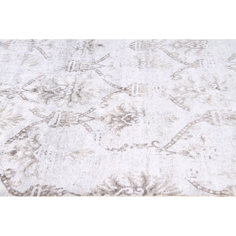 Tapis beige / gris en laine noué à la main Damask
