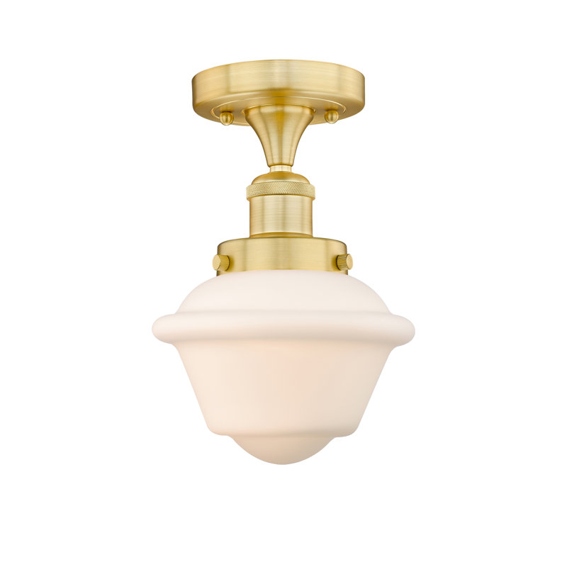 Grourke Glass Semi Flush Mount, Matte White, Satin Gold