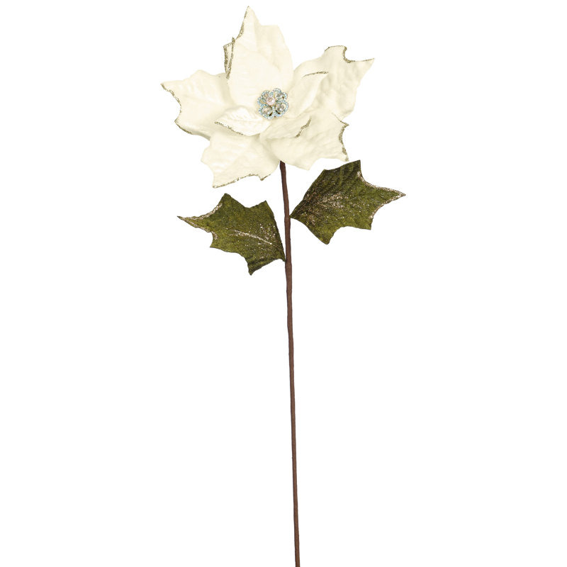 Christmas Jeweled Poinsettia Floral Stems