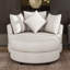 Fauteuil demi-tonneau pivotant à 360 degrés avec repose-pieds avec rangement et 4 coussins, fauteuil de loisirs moderne rembourré en chenille-116975695