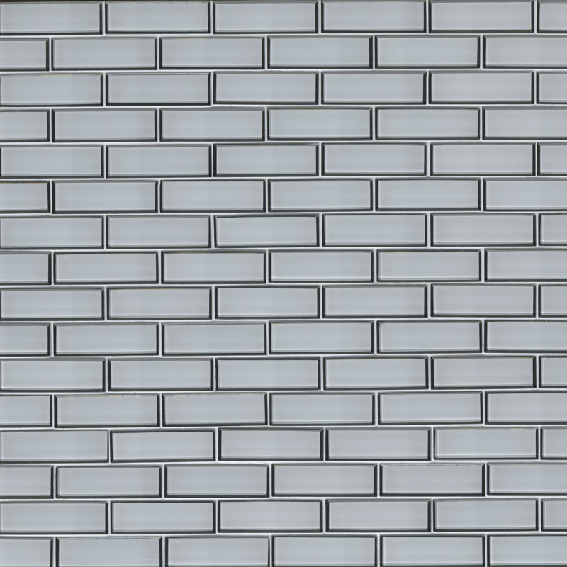 Subway 12 in. x 12 in. Glossy Glass Mosaic Wall Tile, Sage Edge