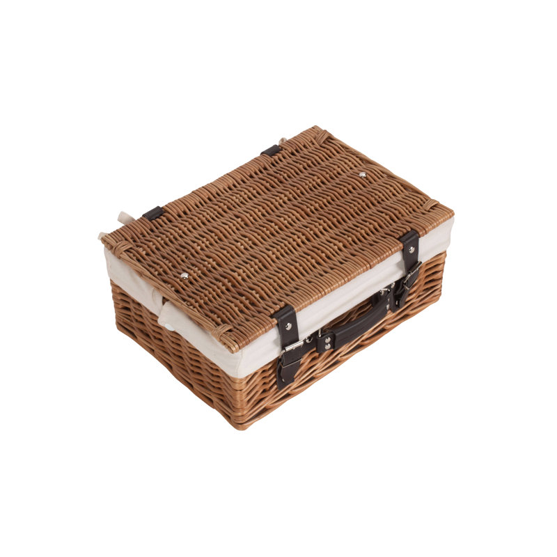 Wicker Basket with Lining, Double Steamed Hamper/White Lining, 15cm H x 36cm W x 26cm D