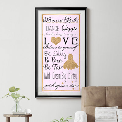 Princess Rules - Reproduction d'art textuel sur papier encadré