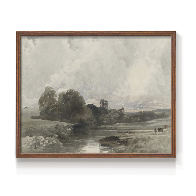 Paysages rétro-CECCXLII-impression encadrée - réaménageable, H 11 po x l 14 po, Noyer