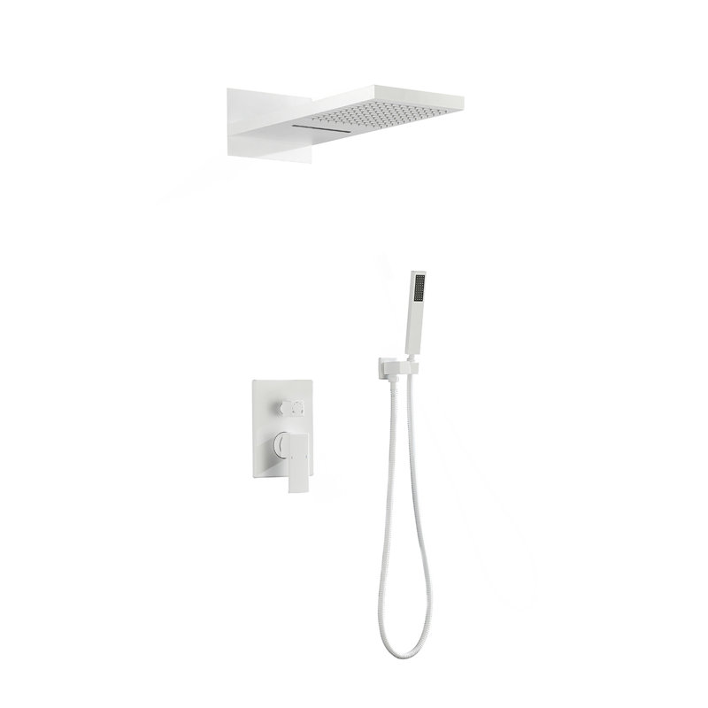 Wall Mounted Waterfall Rain Shower System, White