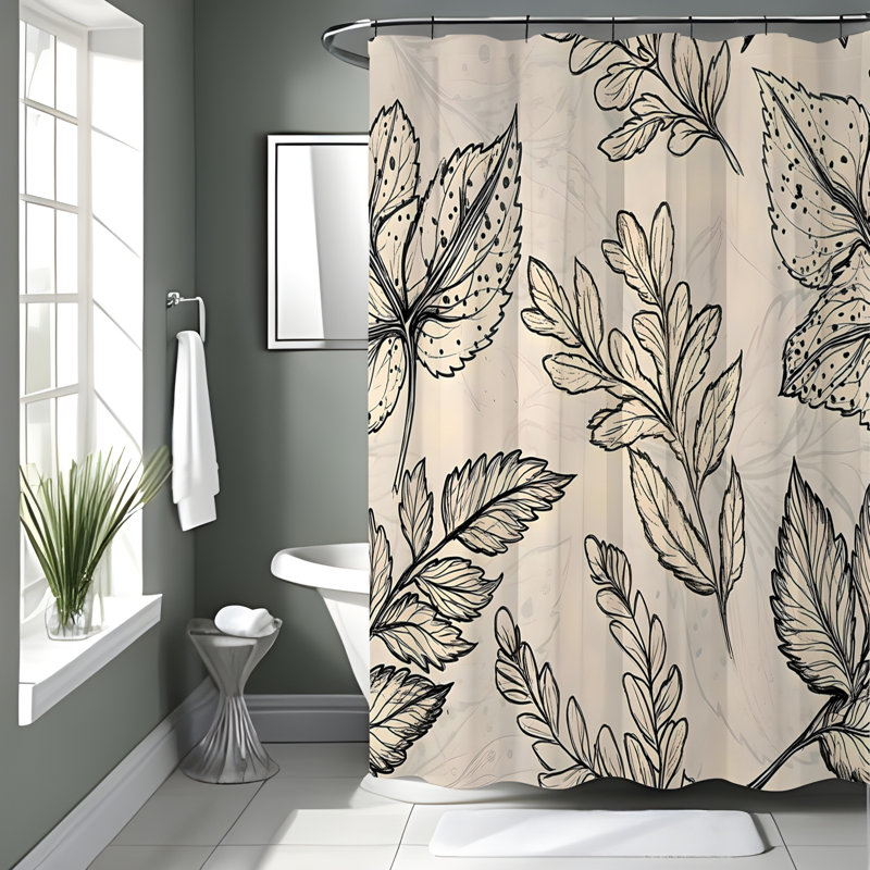 Rideau de douche avec tapis de bain, H 93 po x l 70 po