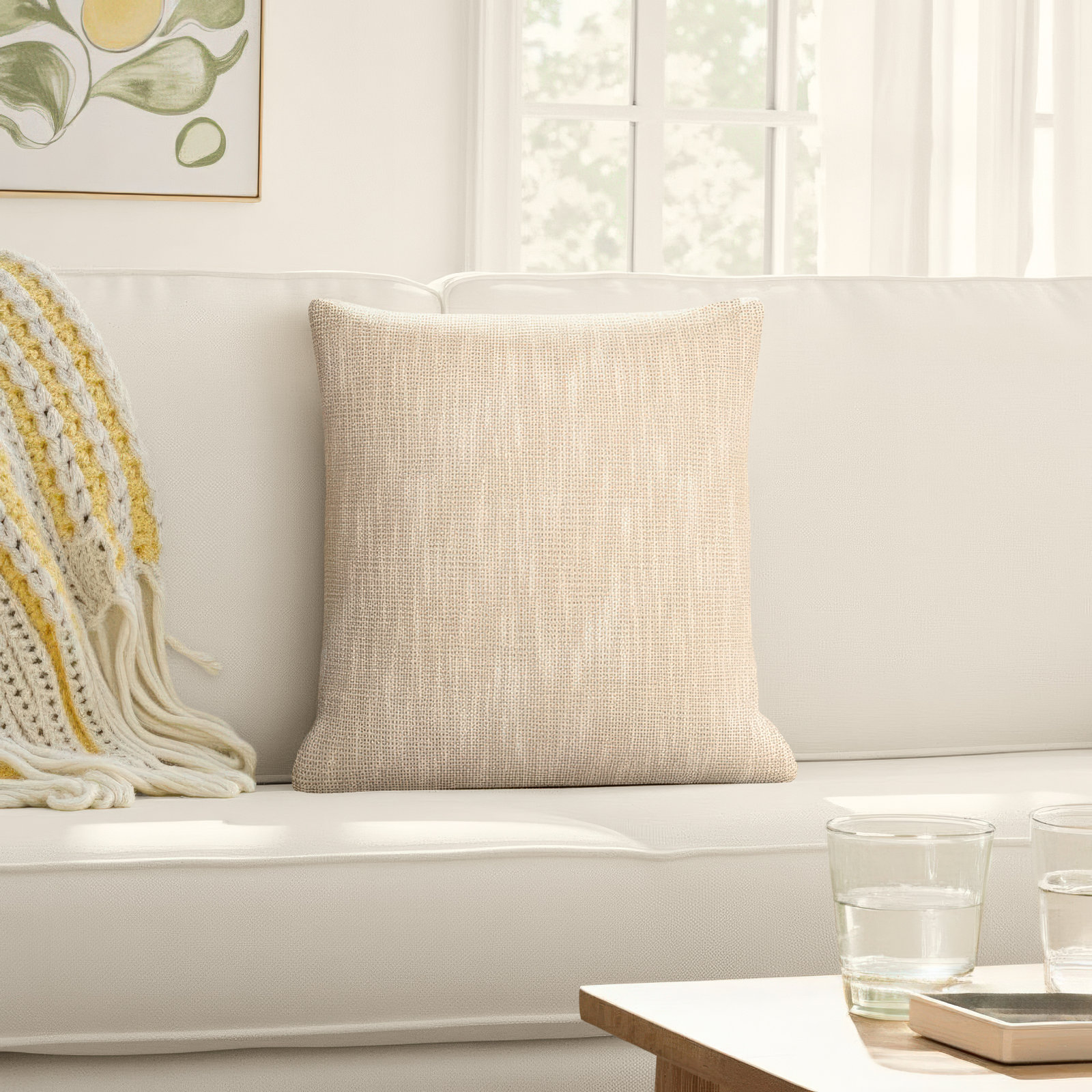 Alta Cotton Pillow Cover, 20" x 20", Down Fill