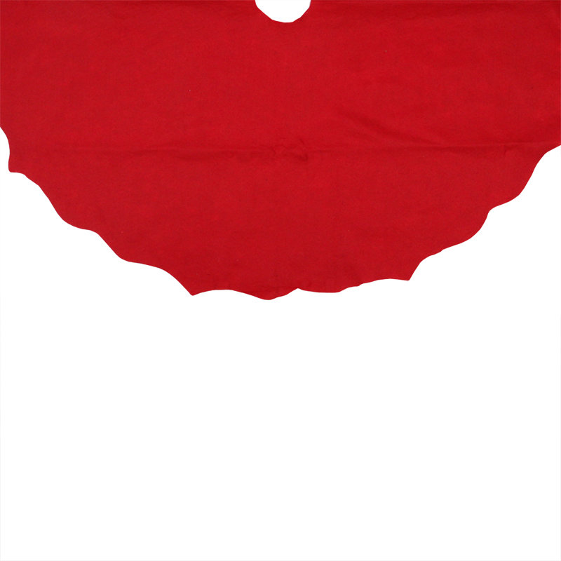 48" Red Felt Scalloped Edge Christmas Tree Skirt