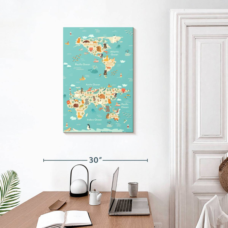Carte du Continent des animaux Aliaz, H 30 po x l 20 po