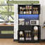 Armoire de cuisine 71 po avec support à micro-ondes, huche de cuisine moderne avec tiroir, tablettes réglables, lumière DEL et prises de courant pour la cuisine, la salle à manger et le salon-832761894