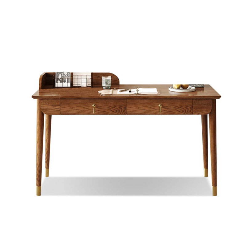 Nut-brown Rectangular Solid Wood with 2 drawers Writing desk, 30.31" H x 47.24" W x 23.62" D