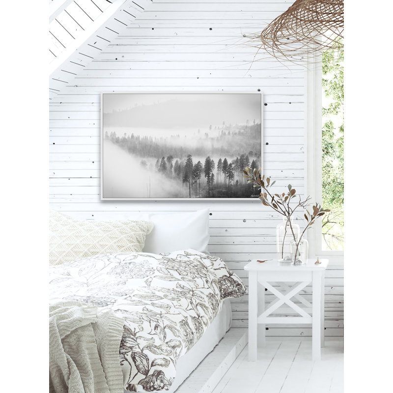 Paysage brumeux - peinture sur toile, L 60 po x H 40 po x P 1,5 po, Toile sur cadre, Aucun mat