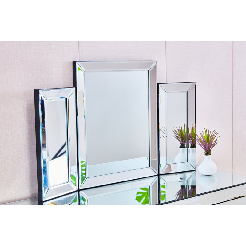 Miroir de salle de bain pliant 31 po x 20 po, moderne et élégant, cadre, convient au salon, décoration murale d'entrée, décoration