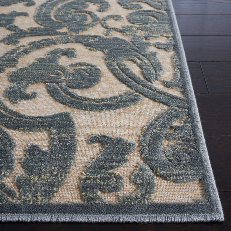 Grey and Multicolor Viscose Chenille Rectangular Area Rug