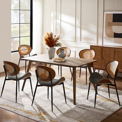 Pateley Mid-Century Modern Rattan Dining Chair Set