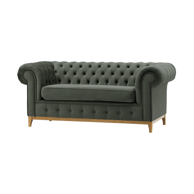 Fryar Velvet Sofa, 2, Graphite, Oak