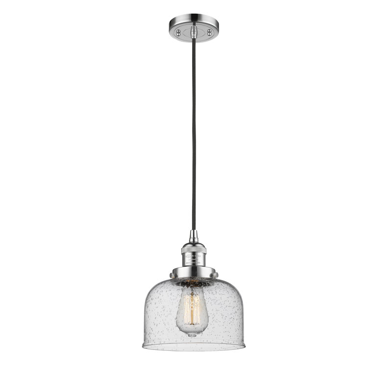 Luminaire suspendu pour îlot de cuisine 1 lumière Cedeno, Ampoule non incluse, Grainé, Chrome poli