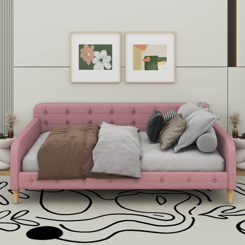 Upholstered Daybed With Legs, Full/Double, Rubine