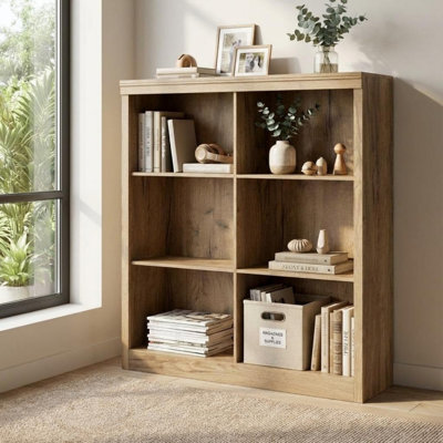 6 Cube Storage Bookshelf, 53" Tall Bookcase with Anti-Tip Design, Modern Freestanding Organizer Shelf