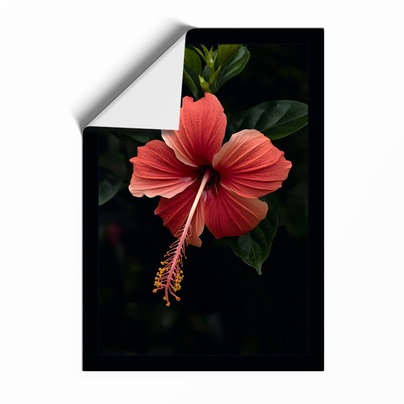 Crimson Hibiscus Botanical - Framed Print, A4 - 29.7 x 21.0 cm, Unframed