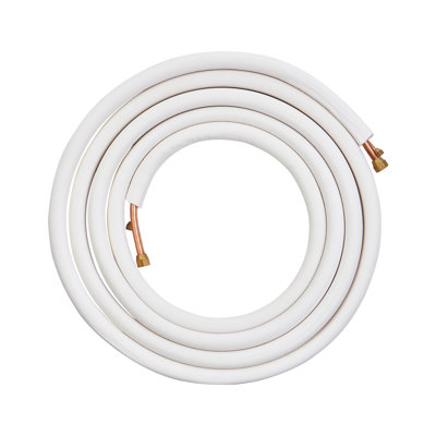 Mini ensemble de 25 pi de lignes divisées, tuyaux en cuivre de 1/4 po et 1/2 po de diamètre extérieur et isolant à trois couches, pour les réfrigérants ou les pompes à chaleur à deux blocs et CVC avec bandes d’emballage.