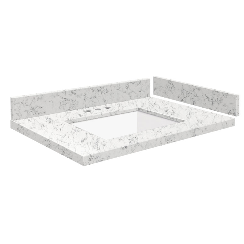 Dessus de meuble-lavabo simple 30,75 avec 3 trous de robinet, Lyra