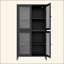Armoire de rangement classique en métal avec 4 portes en verre et 4 tablettes avec armoire latérale pour bureau à domicile, salon, cuisine, couloir
