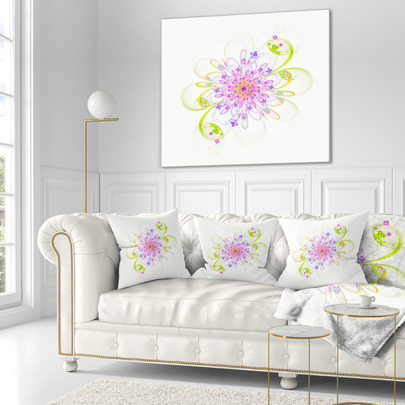 Coussin floral à fleurs fractales, 18 po x 18 po, Coussin décoratif