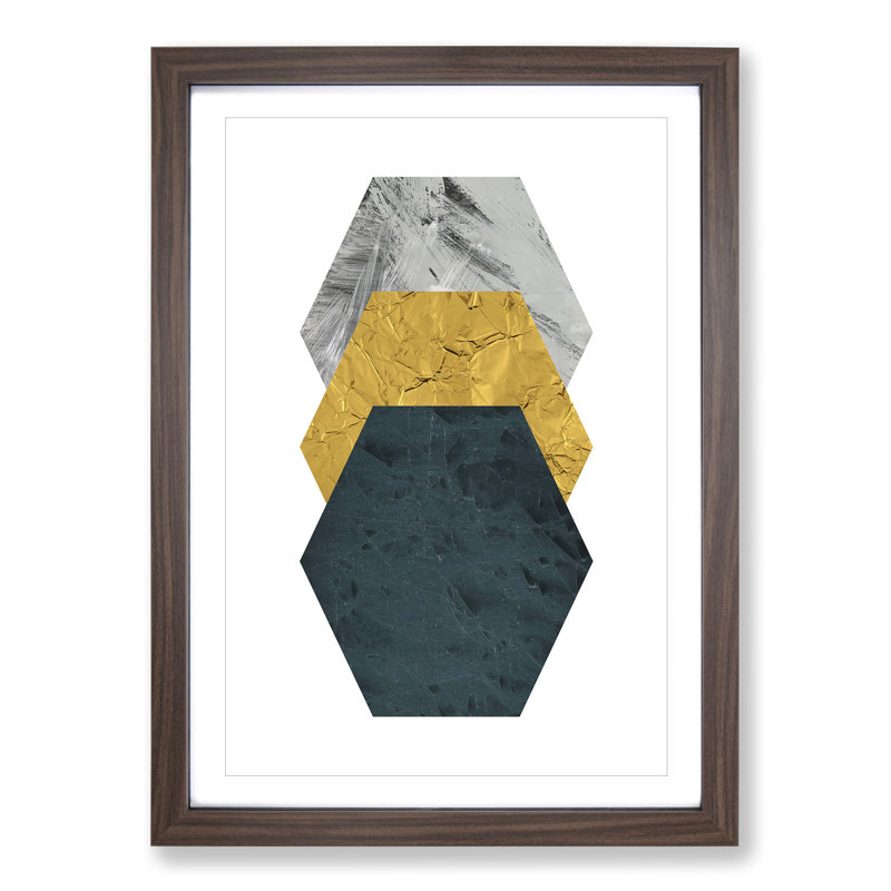 Textured Shapes No.3 - Picture Frame Graphic Art, Walnut Framed, 65cm H x 48cm W x 2cm D