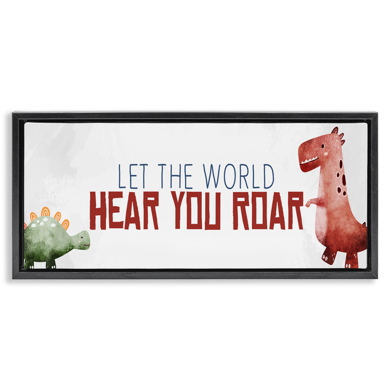 Hear You Roar Dinosaurs, H 11 po x l 25 po, Cadre flottant noir de jais
