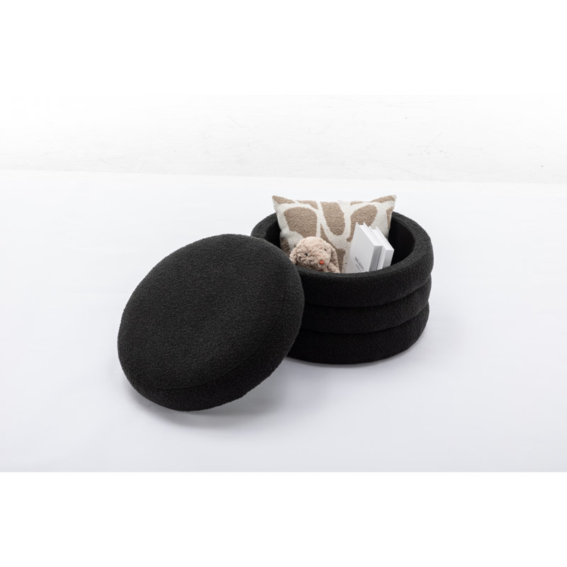 Repose-pieds avec rangement 007-Boucle, Bouclé noir