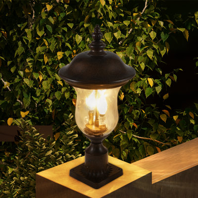 Vintage Outdoor Lamp Post Light with Clear Glass Shade - Waterproof Garden and Patio Lantern