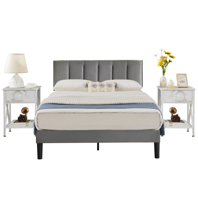 Delaportilla Steel Piece Bedroom Set, White, Queen