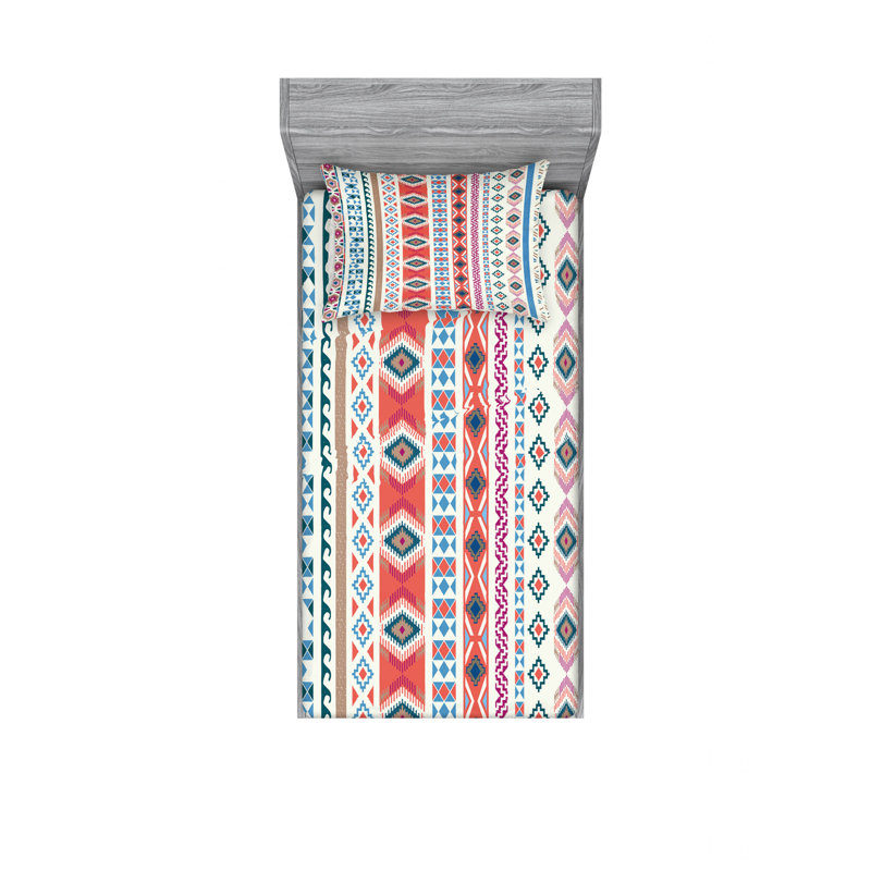 Ensemble de draps à motif géométrique Motifs, Ensemble de draps pour lit simple TG avec drap-hou