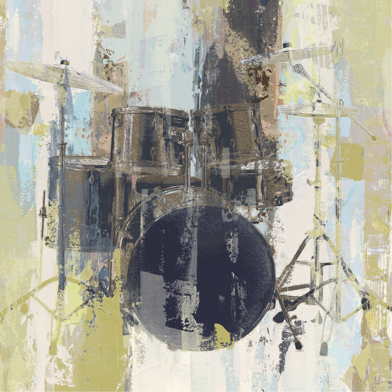 Bluebird Drum by Studio W-DH - Wrapped Canvas Painting, 30cm H x 30cm W x 3.8cm D