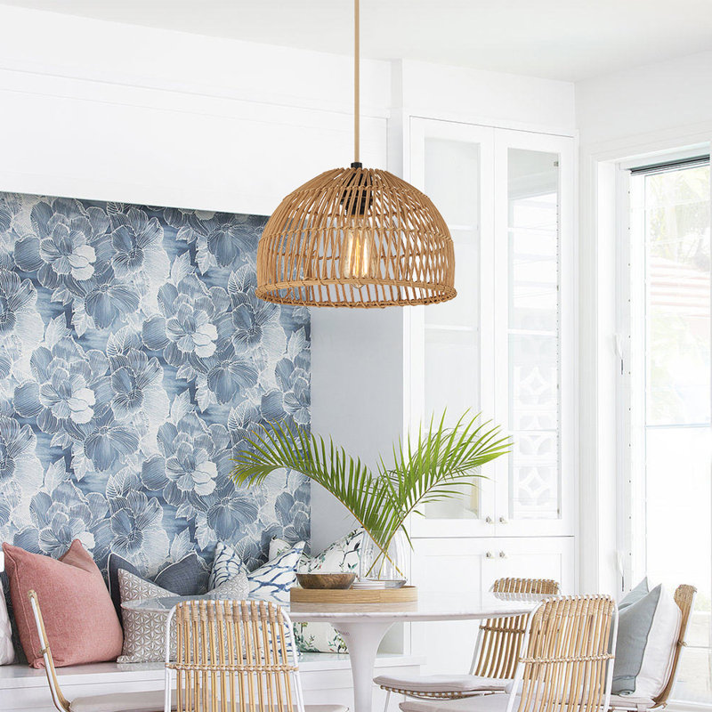 Petit luminaire suspendu 1 lumière Boho Rattan Dome