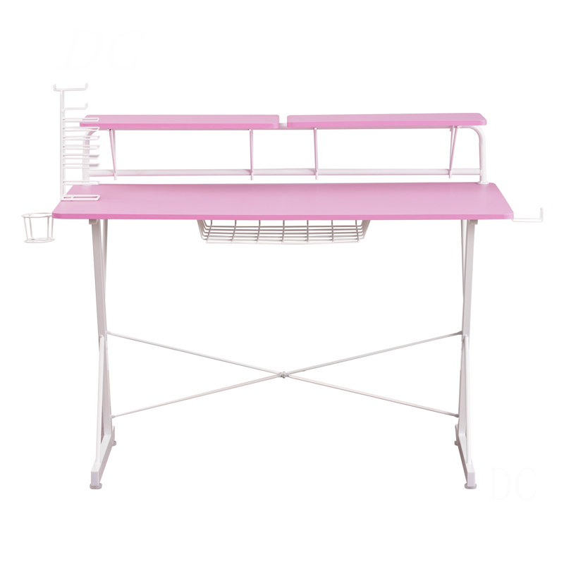 Bureau d'ordinateur avec tablette en carbone Techni Sport TS-200, Rose/Blanc