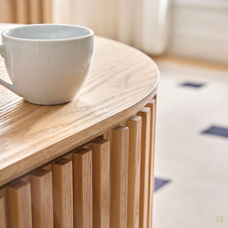 Table basse ovale en bois avec tiroir Mid-Century moderne de 51,18 po Table basse unique pour meubles de salon, table à thé