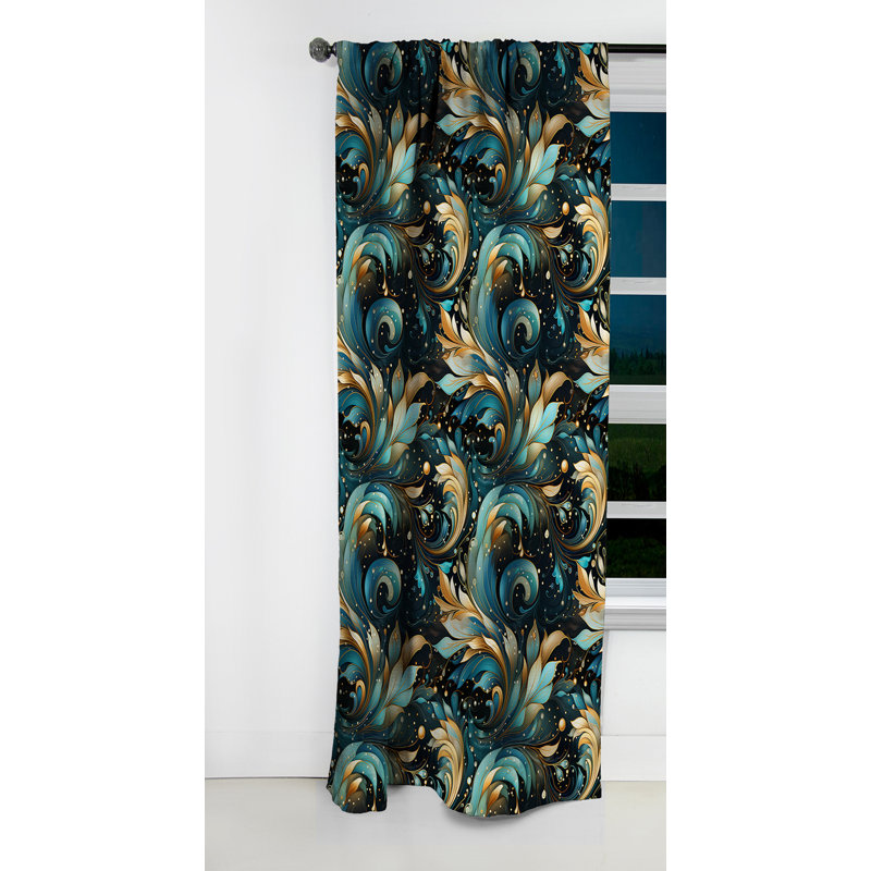 Motif cachemire céleste - motif floral - rideau occultant - 1 panneau, L 52 po x L 84 po