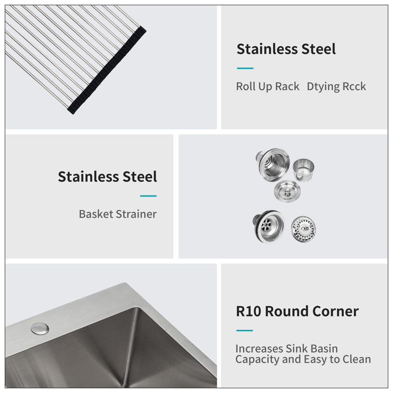 Double Bowl (50/50) Drop In Sink - 33"X22"X10" Stainless Steel Kitchen Sink 16 Gauge With Two 10" Deep Basin