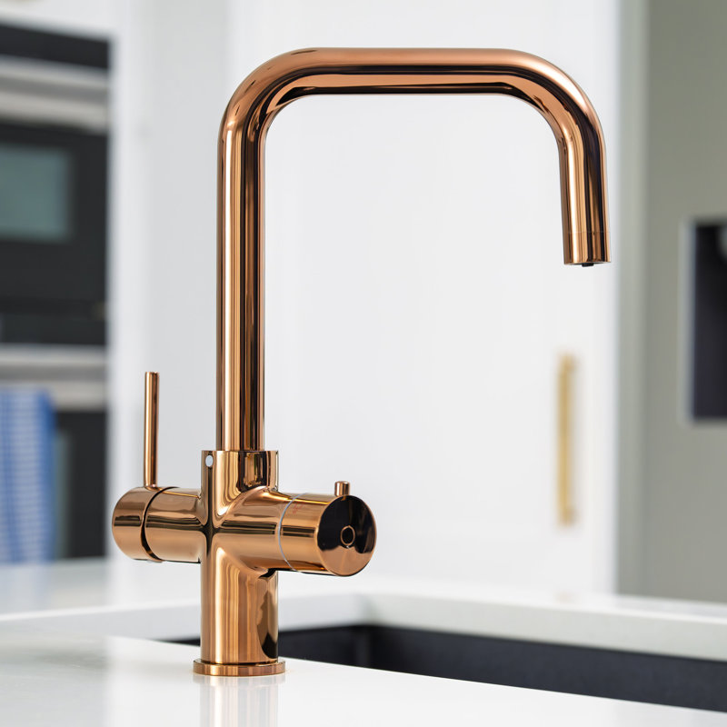 4-in-1 Instant Boiling and Filtered Water Tap - D Shape - 4 Litre Boiler, Rose Gold