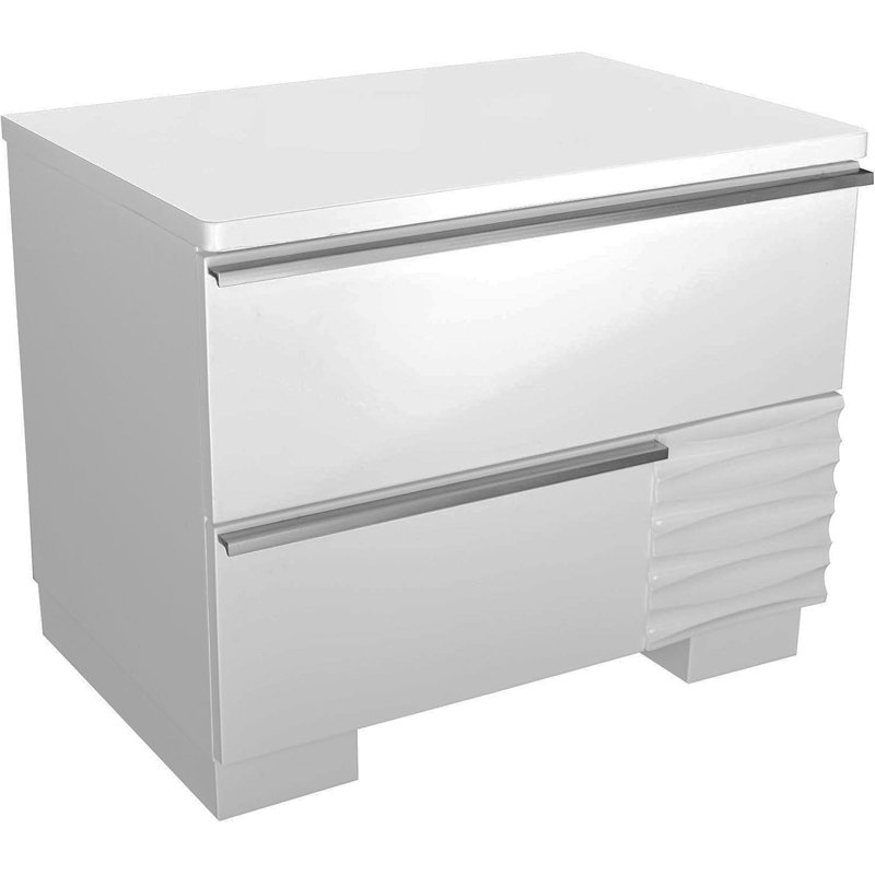Table de chevet 2 tiroirs White Laquer