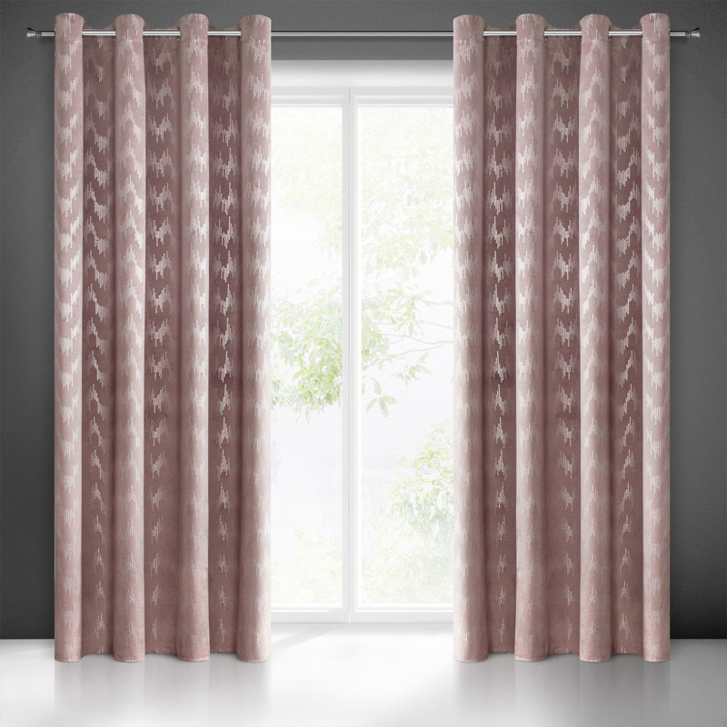 Adelaina Blackout Curtains Single Panel, Powder