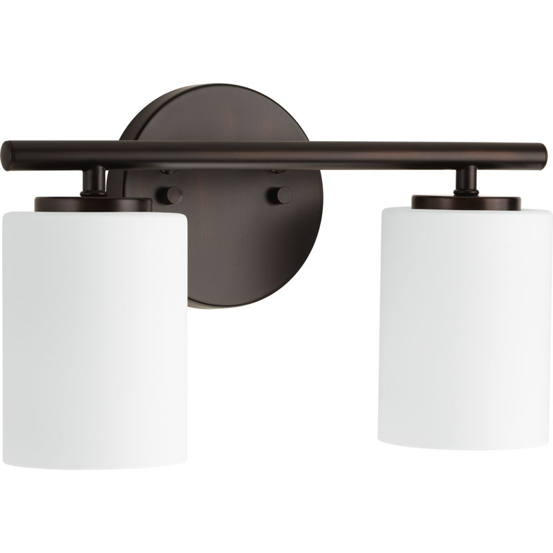 Éclairage pour meuble-lavabo de salle de bain 2 lumières en bronze antique avec abat-jour en verre gravé à l'eau-forte
