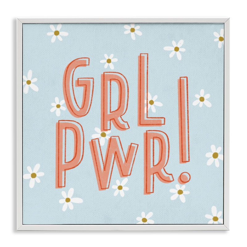 «Girl Power with Daisy», estampe numérique, design par Sarah Hickman, H 24 po x l 24 po, Giclée encadrée blanc bord de mer