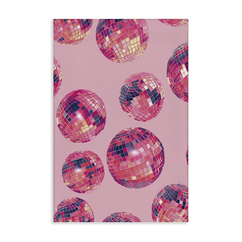 Vivid Pink Disco Pattern Canvas, design by LSR Design Studio, 36" H x 24" W