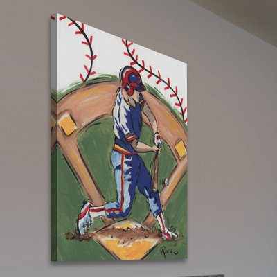"Baseball Player" by Reesa Qualia Print on Wrapped Canvas