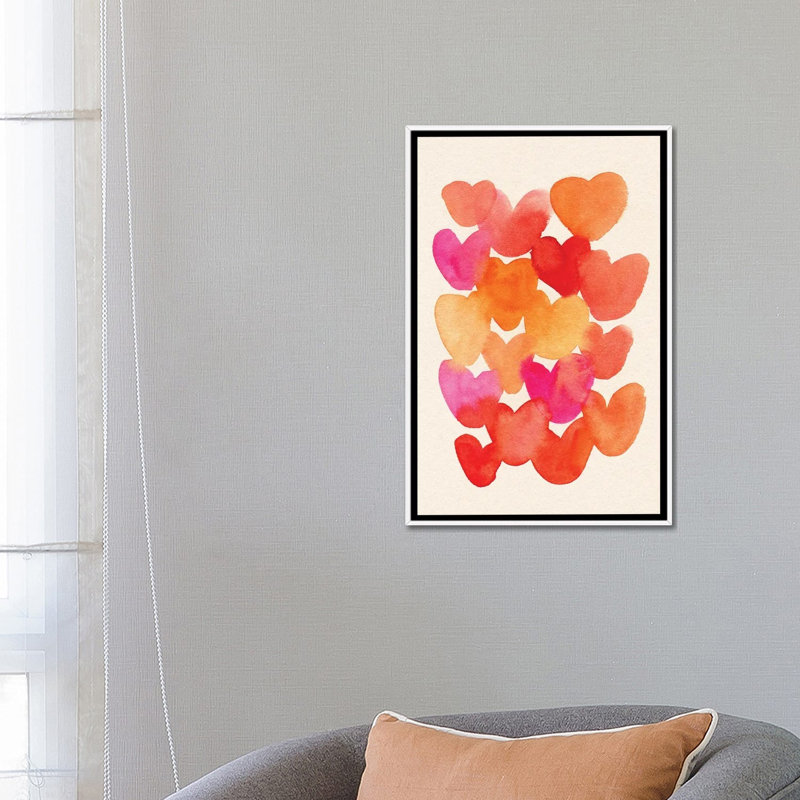 Hearts 1 Piece Wall Art on Canvas, 66.04 cm H x  45.72 cm W  x  4.445 cm D, White