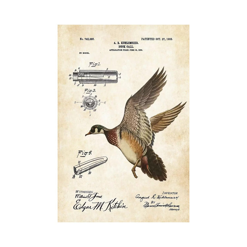 Duck Hunting by Patent77 - Wrapped Canvas Print, 66.04 cm H x 45.72 cm W x 3.175 cm D