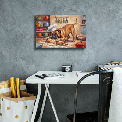  'Bullmastiff In The Kitchen' by Rich Monet Canvas Wall Art, 18" x 12"
